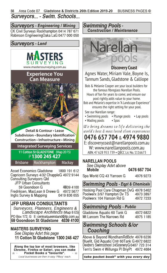 Consulting Surveyors Qld | Surveyors – Land in Gladstone | PBezy Pocket Books local directories - page 56