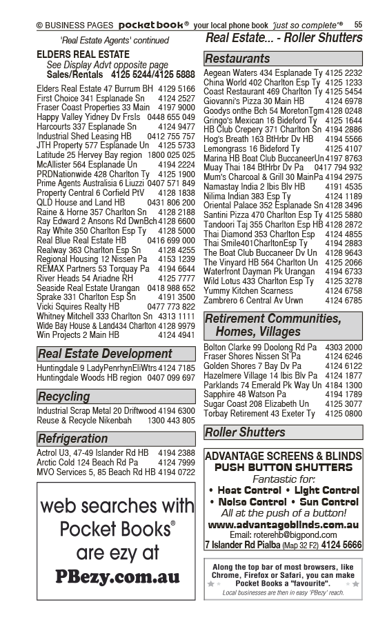 Advantage Screens & Blinds | Blinds & Awnings in Pialba | PBezy Pocket Books local directories - page 55