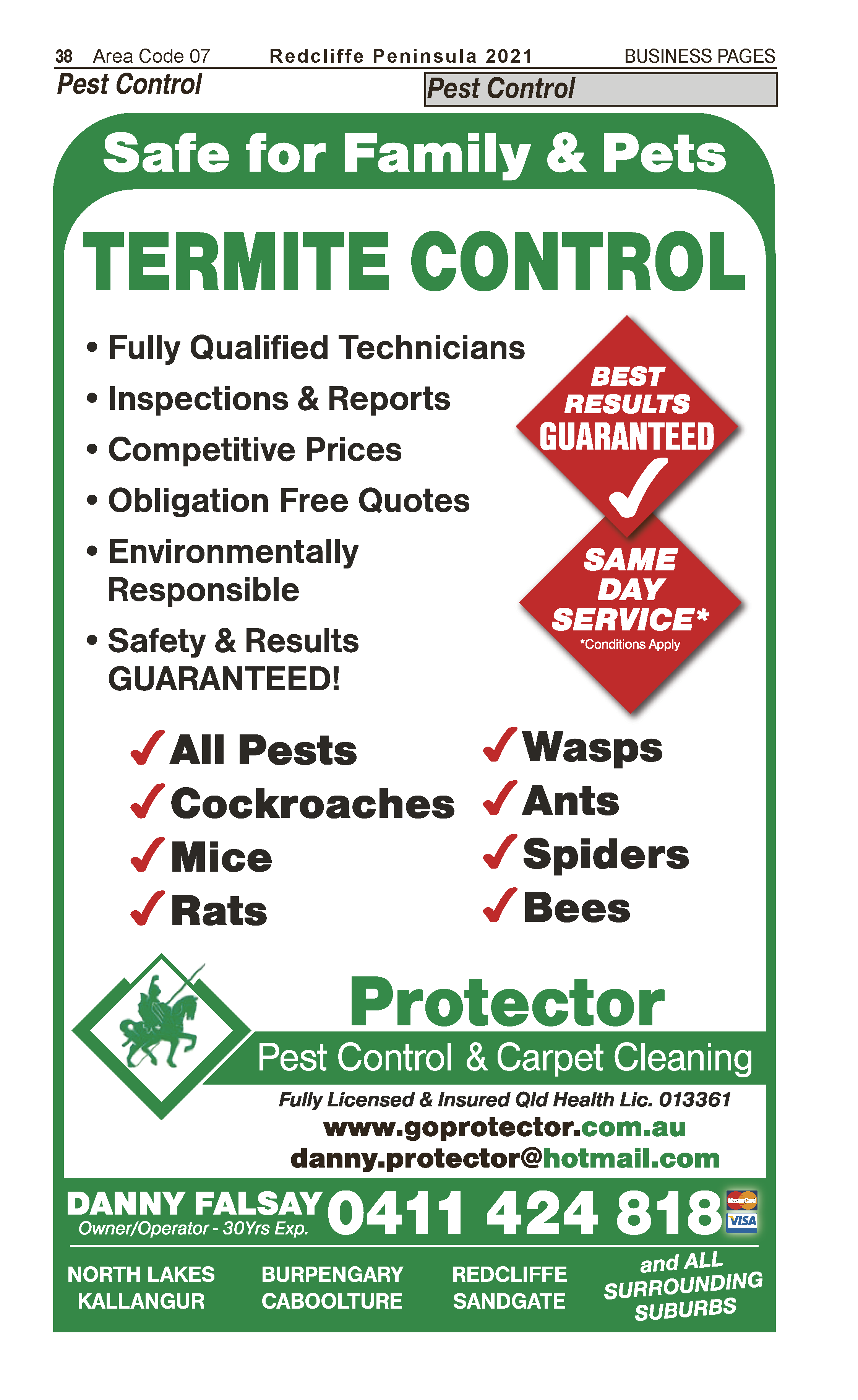 Protector Pest Control & Carpet Cleaning | Pest Control in Redcliffe | PBezy Pocket Books local directories - page 38