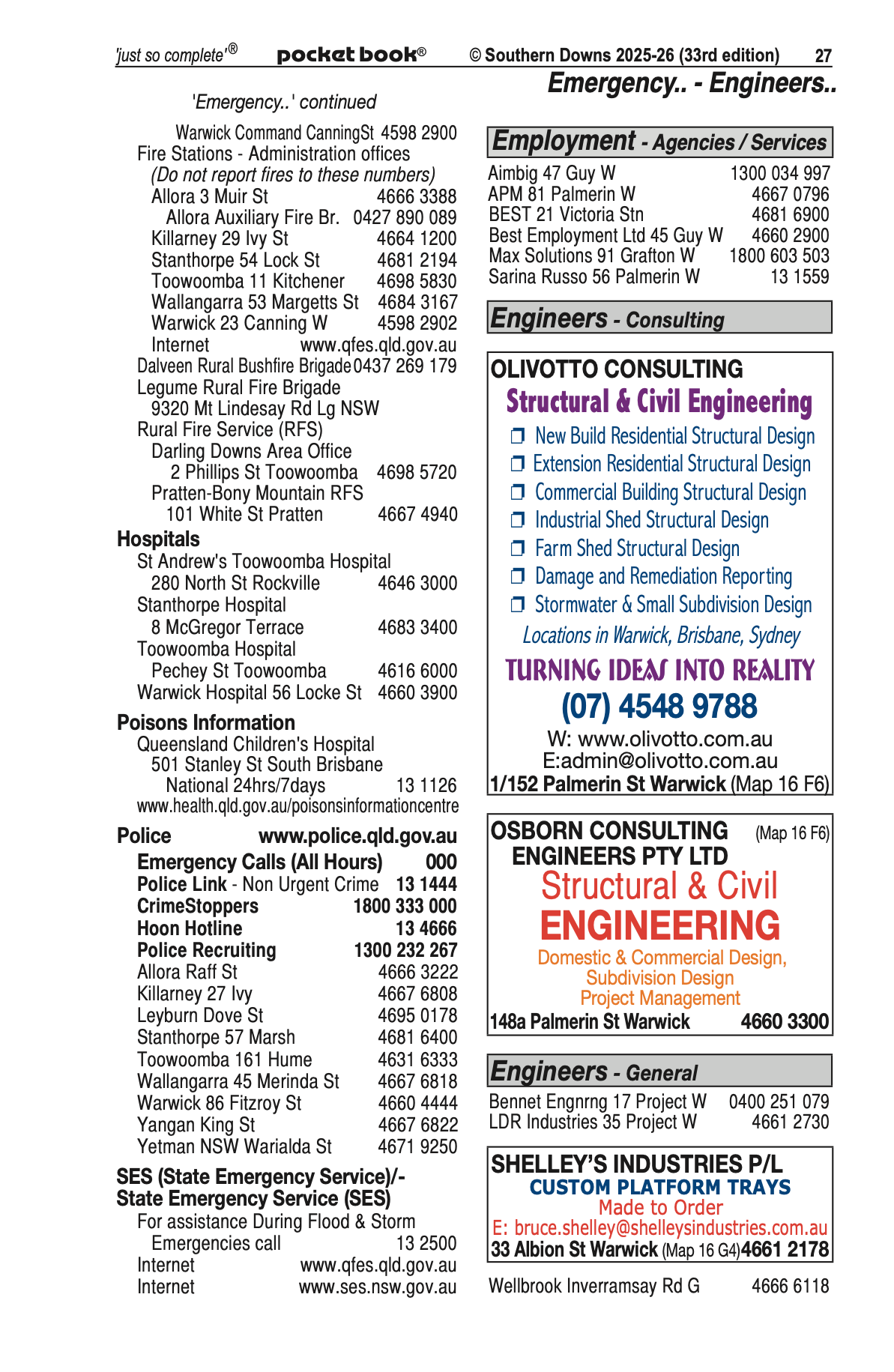 Olivotto Consulting | Engineers – Consulting in Warwick | PBezy Pocket Books local directories - page 27