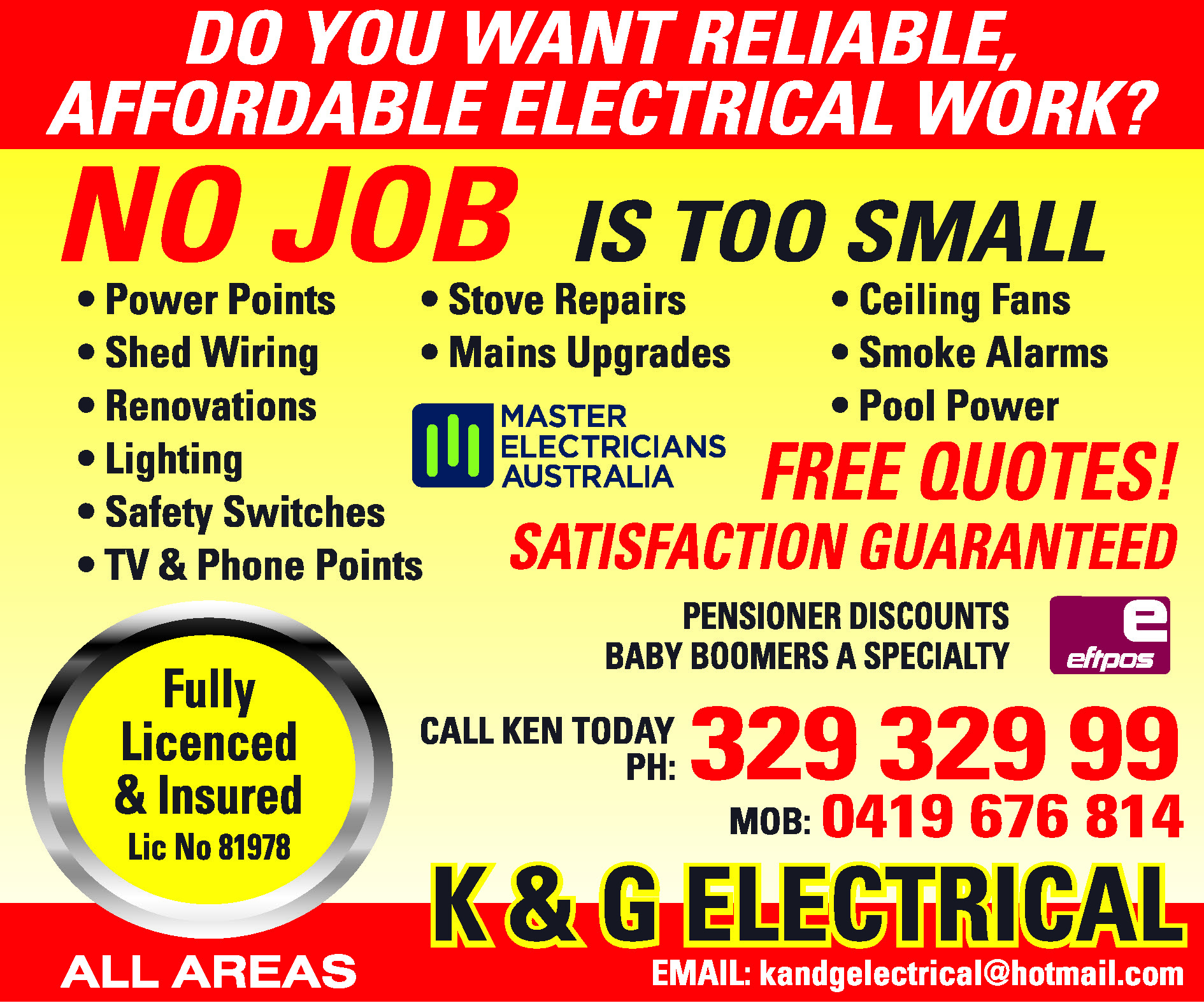 K & G Electrical - Electricians